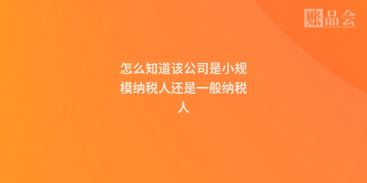 怎么知道该公司是小规模纳税人还是一般纳税人