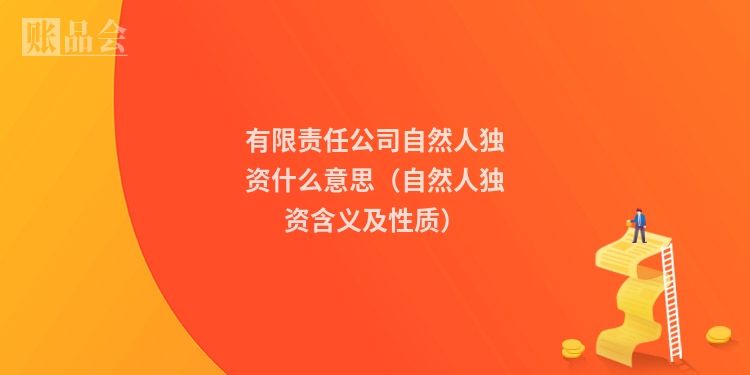 有限责任公司自然人独资什么意思（自然人独资含义及性质）