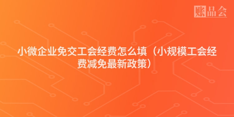 小微企业免交工会经费怎么填（小规模工会经费减免最新政策）