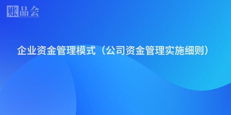 企业资金管理模式（公司资金管理实施细则）