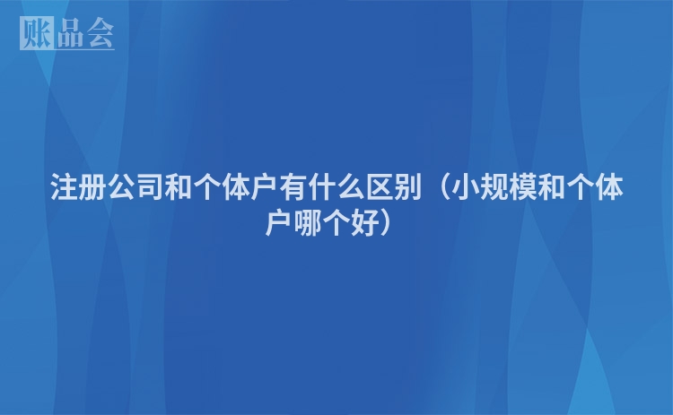 注册公司和个体户有什么区别（小规模和个体户哪个好）