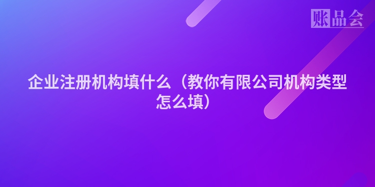 企业注册机构填什么（教你有限公司机构类型怎么填）