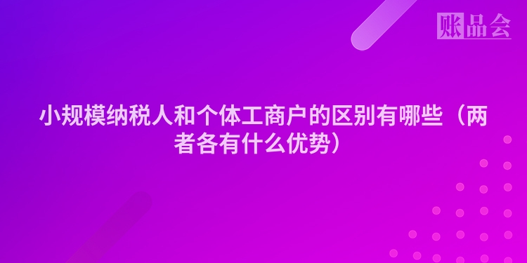 小规模纳税人和个体工商户的区别有哪些（两者各有什么优势）