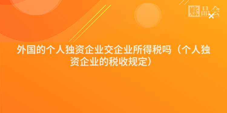 外国的个人独资企业交企业所得税吗（个人独资企业的税收规定）