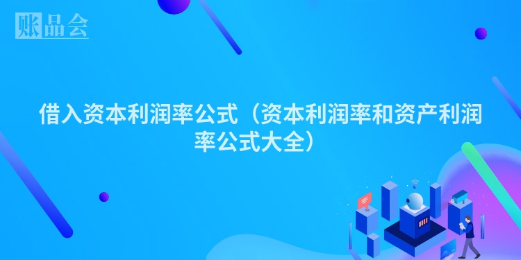 借入资本利润率公式（资本利润率和资产利润率公式大全）