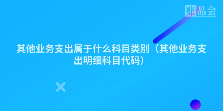 其他业务支出属于什么科目类别（其他业务支出明细科目代码）