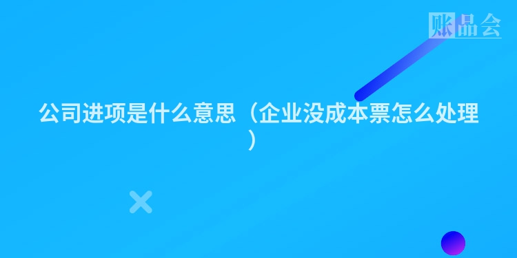 公司进项是什么意思（企业没成本票怎么处理）
