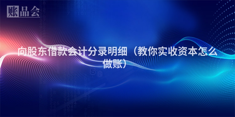 向股东借款会计分录明细（教你实收资本怎么做账）