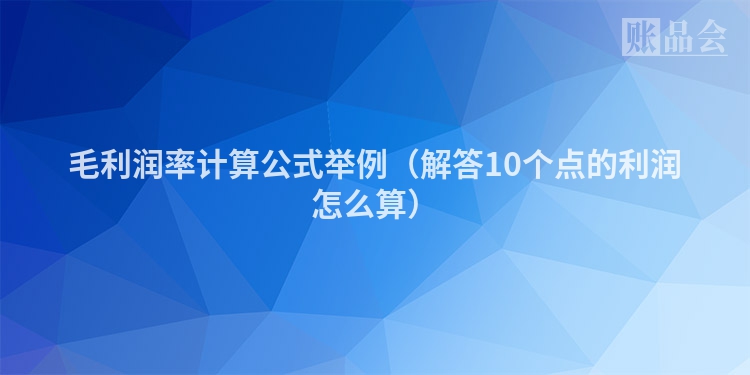 毛利润率计算公式举例（解答10个点的利润怎么算）