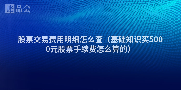 股票交易费用明细怎么查（基础知识买5000元股票手续费怎么算的）