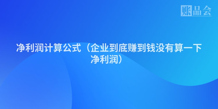 净利润计算公式（企业到底赚到钱没有算一下净利润）