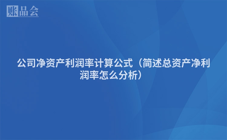 公司净资产利润率计算公式（简述总资产净利润率怎么分析）