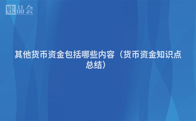 其他货币资金包括哪些内容（货币资金知识点总结）