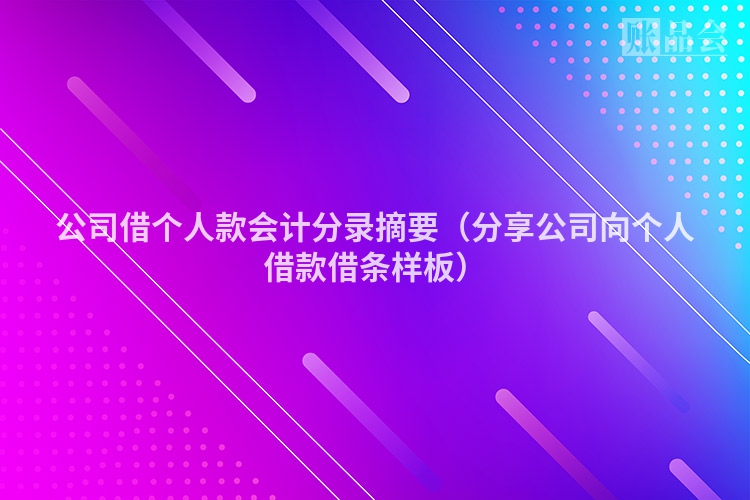 公司借个人款会计分录摘要（分享公司向个人借款借条样板）