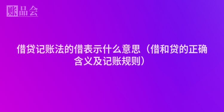 借贷记账法的借表示什么意思（借和贷的正确含义及记账规则）