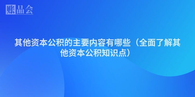其他资本公积的主要内容有哪些（全面了解其他资本公积知识点）