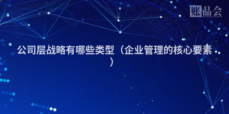 公司层战略有哪些类型（企业管理的核心要素）