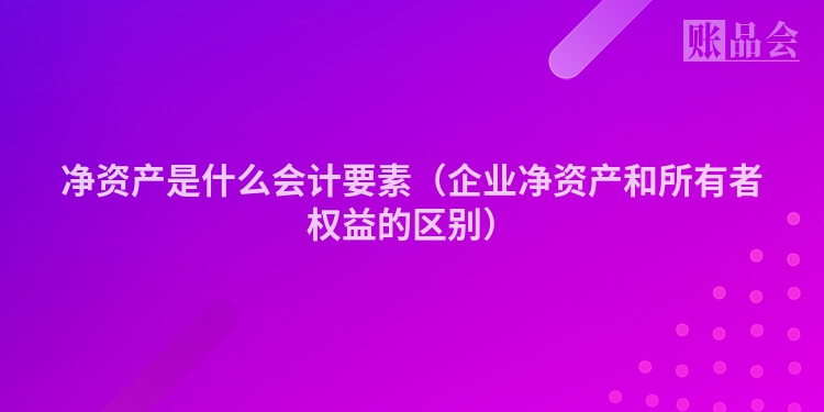 净资产是什么会计要素（企业净资产和所有者权益的区别）