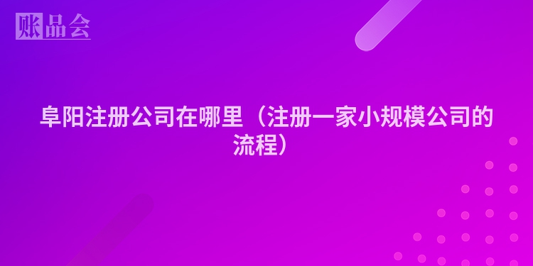 阜阳注册公司在哪里（注册一家小规模公司的流程）