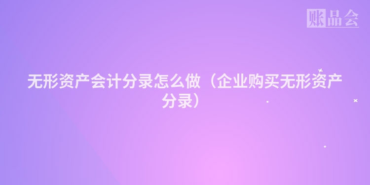 无形资产会计分录怎么做（企业购买无形资产分录）