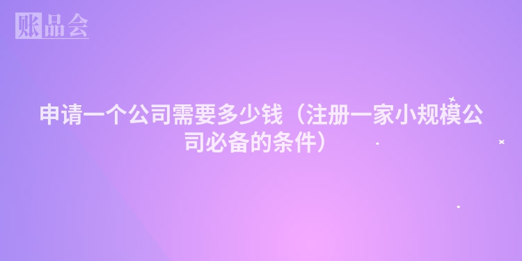 申请一个公司需要多少钱（注册一家小规模公司必备的条件）