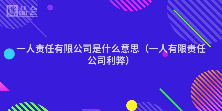 一人责任有限公司是什么意思（一人有限责任公司利弊）