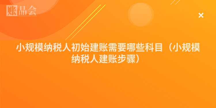 小规模纳税人初始建账需要哪些科目（小规模纳税人建账步骤）
