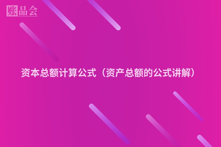 资本总额计算公式（资产总额的公式讲解）