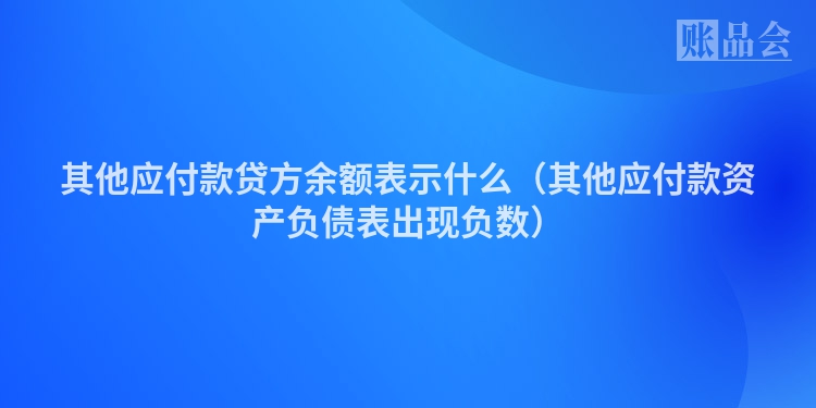 其他应付款贷方余额表示什么（其他应付款资产负债表出现负数）