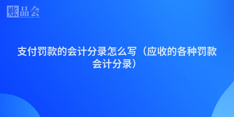 支付罚款的会计分录怎么写（应收的各种罚款会计分录）