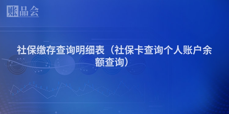 社保缴存查询明细表（社保卡查询个人账户余额查询）