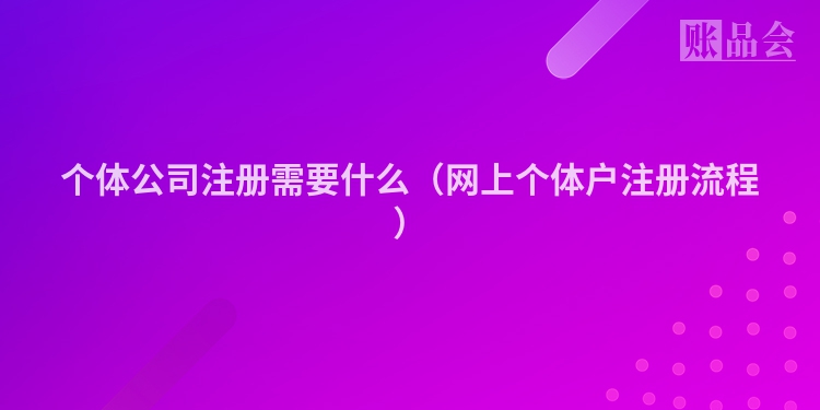 个体公司注册需要什么（网上个体户注册流程）