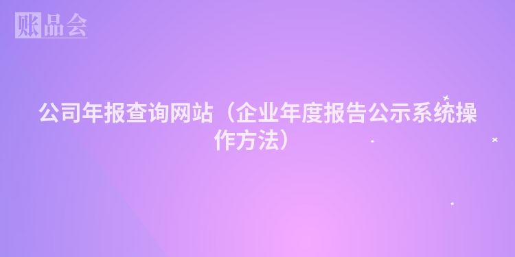 公司年报查询网站(企业年度报告公示系统操作方法)