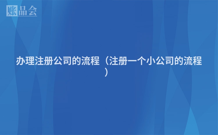 办理注册公司的流程（注册一个小公司的流程）