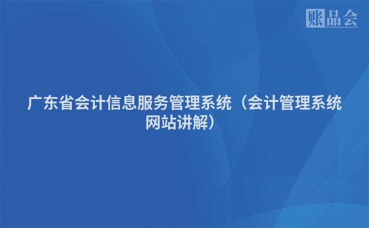 广东省会计信息服务管理系统（会计管理系统网站讲解）