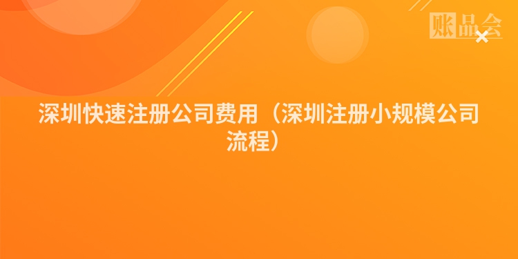 深圳快速注册公司费用（深圳注册小规模公司流程）