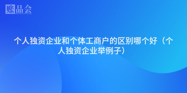 个人独资企业和个体工商户的区别哪个好（个人独资企业举例子）