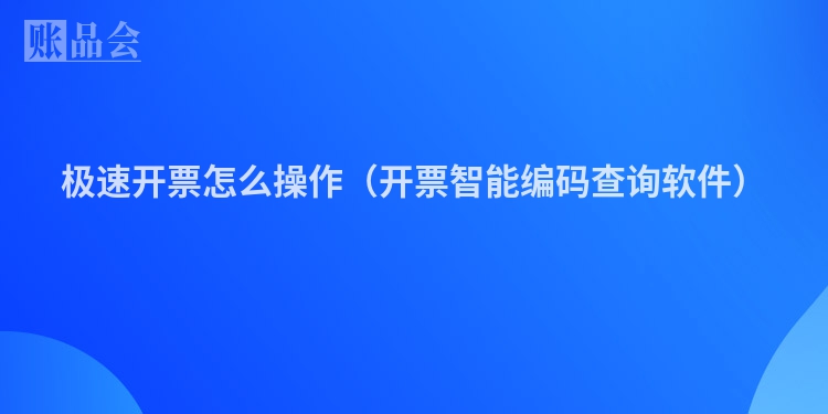 极速开票怎么操作（开票智能编码查询软件）