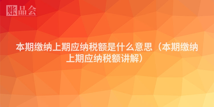 本期缴纳上期应纳税额是什么意思（本期缴纳上期应纳税额讲解）