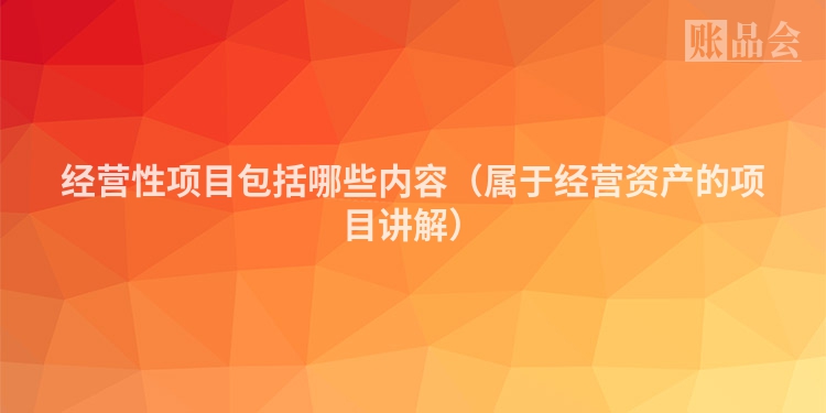 经营性项目包括哪些内容（属于经营资产的项目讲解）