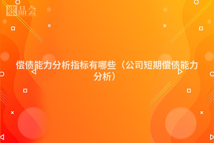 偿债能力分析指标有哪些（公司短期偿债能力分析）