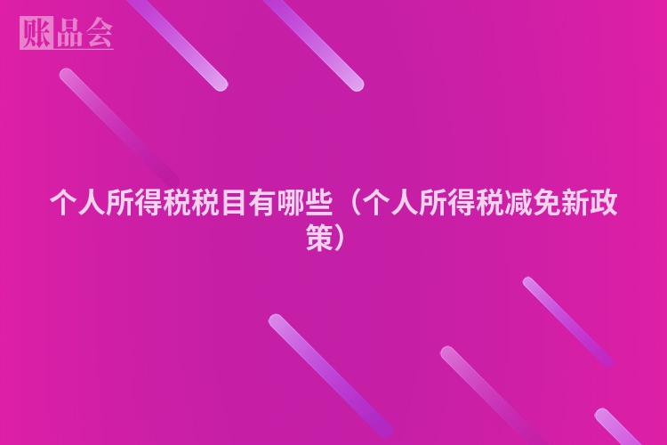 个人所得税税目有哪些（个人所得税减免新政策）