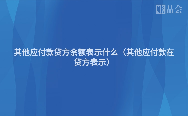 其他应付款贷方余额表示什么（其他应付款在贷方表示）