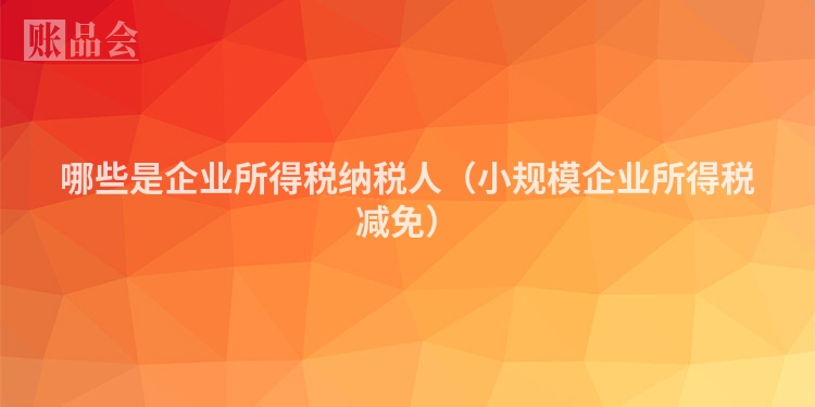 哪些是企业所得税纳税人（小规模企业所得税减免）