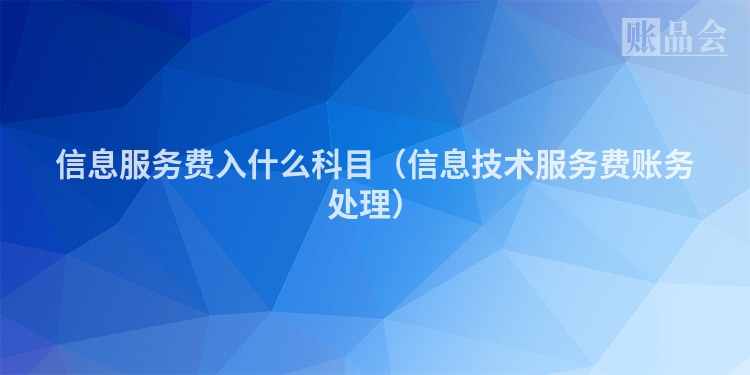 信息服务费入什么科目（信息技术服务费账务处理）