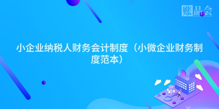 小企业纳税人财务会计制度（小微企业财务制度范本）