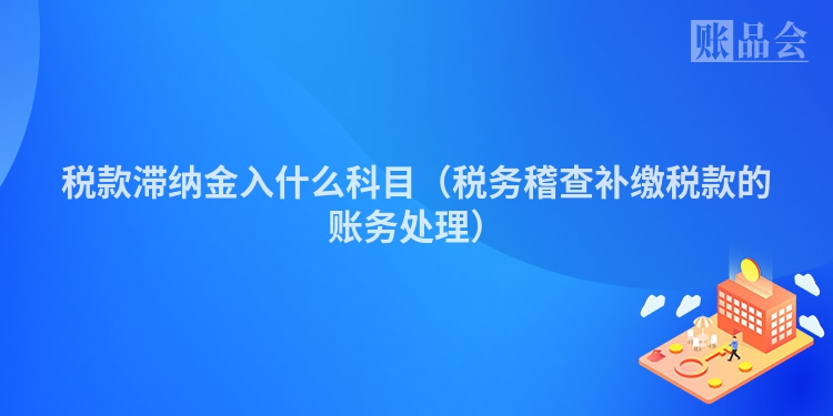 税款滞纳金入什么科目（税务稽查补缴税款的账务处理）