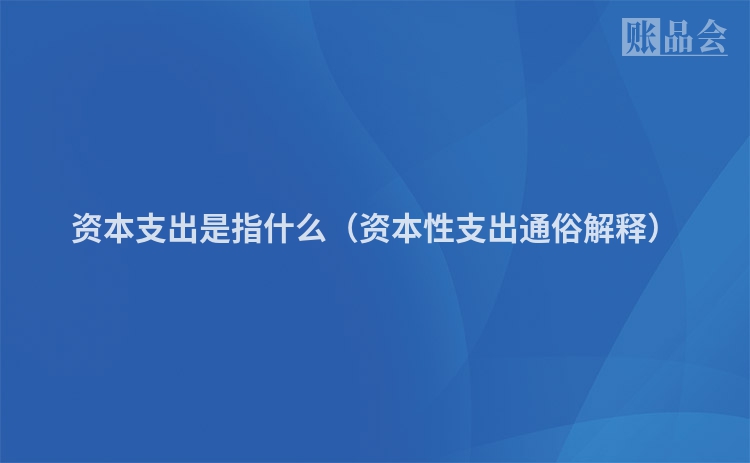 资本支出是指什么（资本性支出通俗解释）