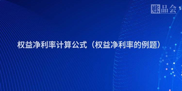 权益净利率计算公式（权益净利率的例题）