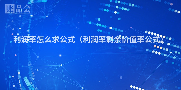 利润率怎么求公式（利润率剩余价值率公式）